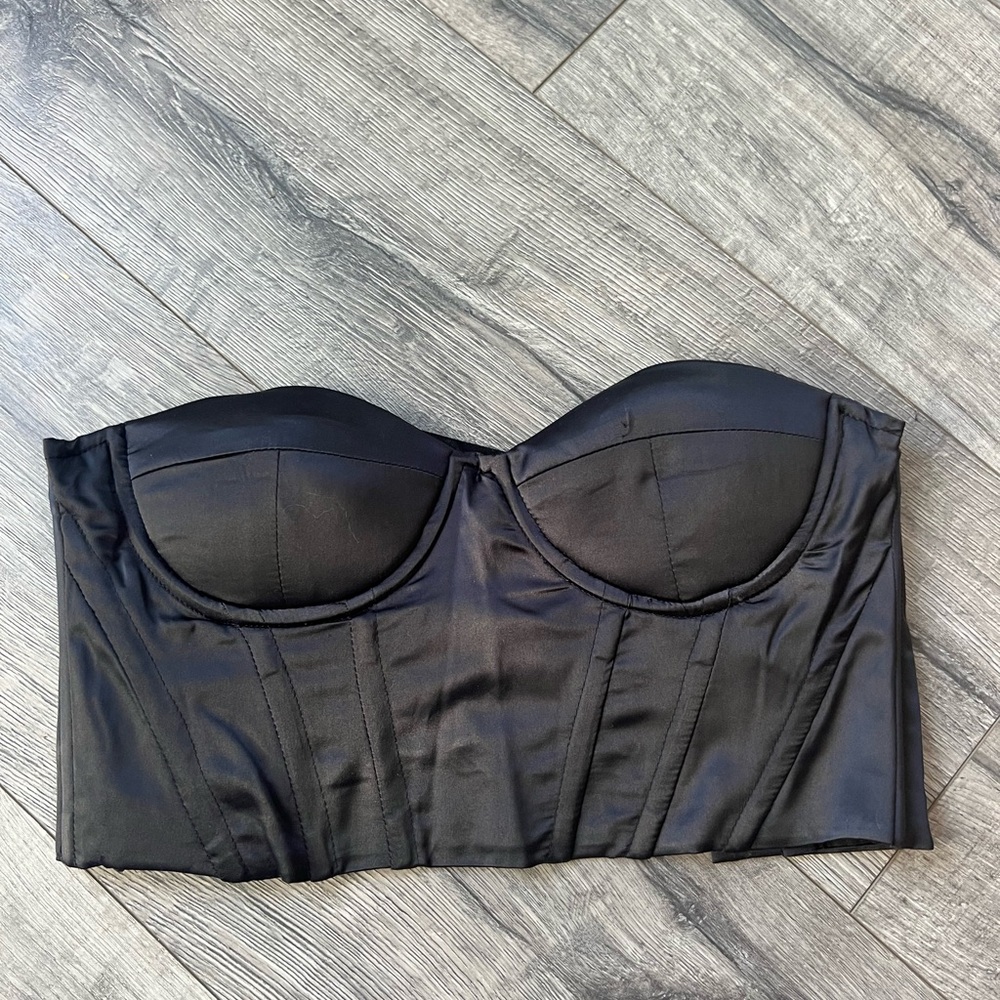 Black satin corset top